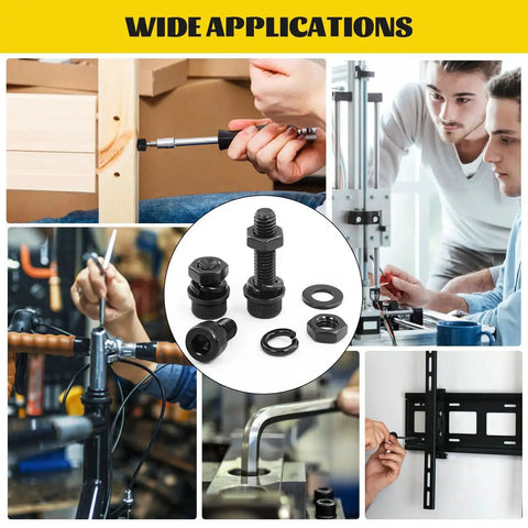 Wide applications of All In One 272 Piece M5 Screws Nuts Washers Kit with Hex Socket Head Bolts in black alloy steel