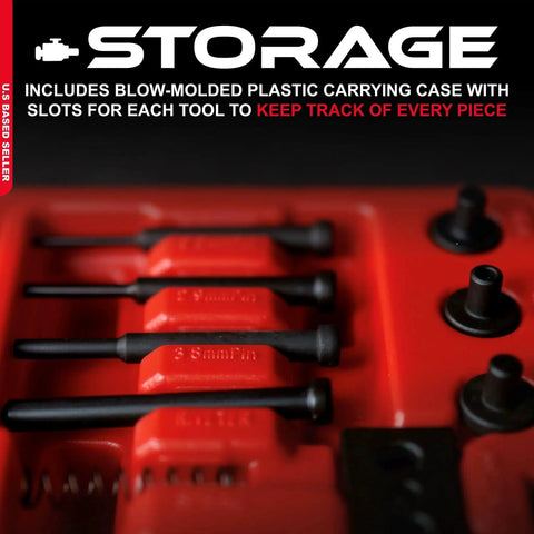 Pro Grade Chain Breaker Tool Kit With Storage Case, 13 Piece Rivet And Roller Chain Link Removal Set, tools in blow-molded case