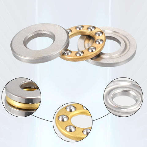 ACROPIX F9-20M thrust ball bearing, 9x20x7mm, gold-tone race with steel balls; washers, pack of 2