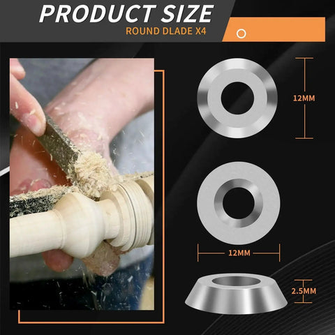 Dope 35 Piece Carbide Lathe Tool Inserts Set For Wood Turning Includes 11mm Square With Radius, 12mm And 8.9mm Round Inserts