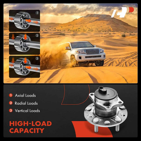 Diagram of axial, radial, vertical loads with 2x Rear Wheel Bearing And Hub Assembly For 5 Lug Fit Mitsubishi Outlander 2011 2012 Outlander Sport 2011 2012 Lancer 2008 2017 FWD Only Ready To Roll Heavy Duty Wheel Hub Kit