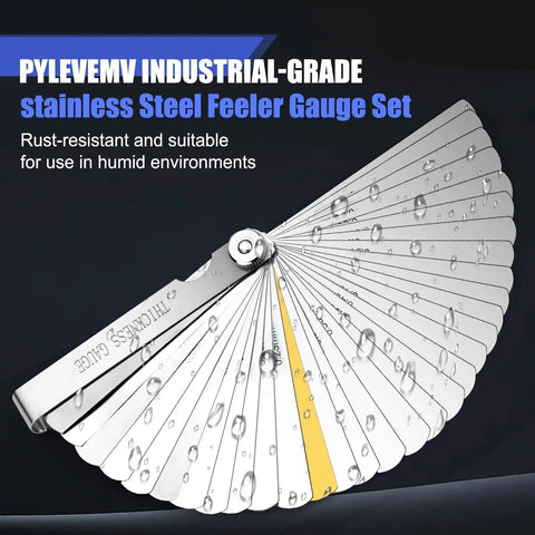 High Precision Pro Grade Feeler Gauge Set With 32 Straight Blades And 16 Offset Fillers Stainless Steel Dual Marked SAE And Metric