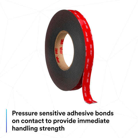 VHB Heavy Duty Mounting Tape 5952, 2 in (50.8 mm) x 5 yd roll with red liner, acrylic foam core, high-shear adhesive