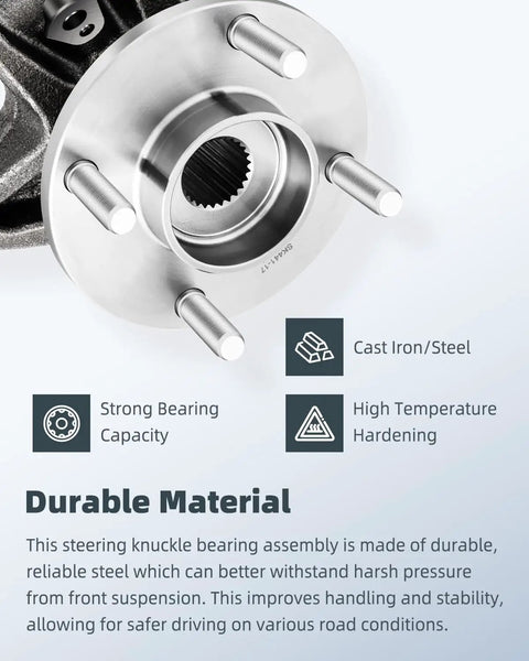Close-up of Front Right Wheel Hub Bearing Knuckle Assembly For Ford Focus 2006 Through 2011 Four Lug 2.0L 2.3L 2.5L Engines LK004 698406