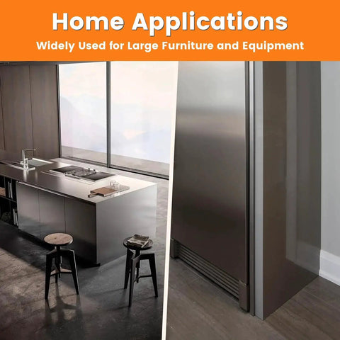 Kitchen with large metal fridge and countertop illustrating home uses for Four Piece Steel Flange Wedges Shims For Precision Leveling.