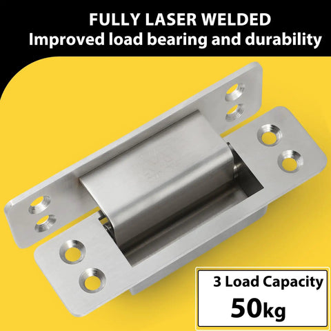 Hidden Door Hinge 4 Inch Two Pack 304 Stainless Steel Heavy Duty Beefy Invisible Hinge For Doors Ambidextrous 3mm Thick