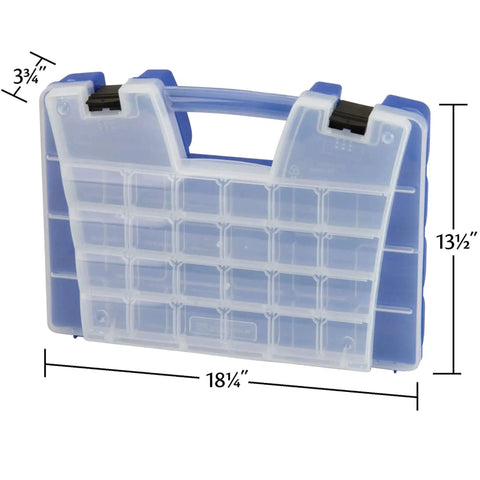 Multi Compartment Hardware And Crafts Portable Organizer Storage Case With Sturdy Handle Stands Upright Or Lays Flat