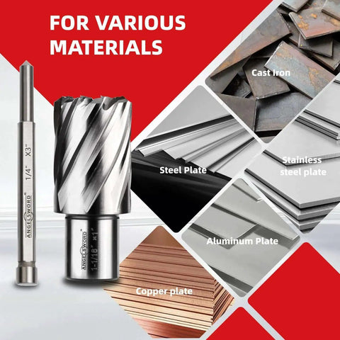 Premium HSS Annular Cutter Set For Magnetic Drill Press, 14 Pcs, M2 High Speed Steel, Cutting Depth 1 In, for various materials