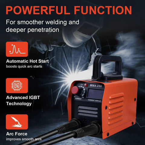 Portable 110V MMA Stick Welder With IGBT Inverter, Hot Start, Arc Force, Anti-Stick, Lightweight 250A Welding Machine For Home Projects