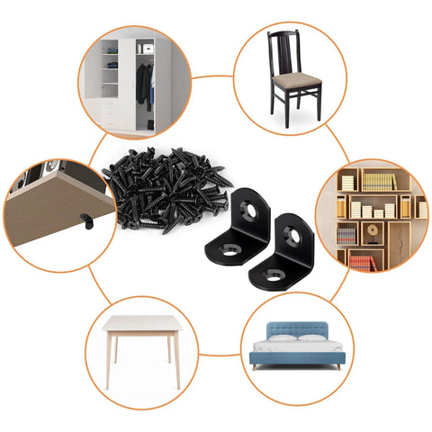 Stainless Steel L Bracket Corner Brace Set With 40 Pieces And 80 Screws 90 Degree Right Angle Brackets For Wooden Shelves Chairs Tables Dressers