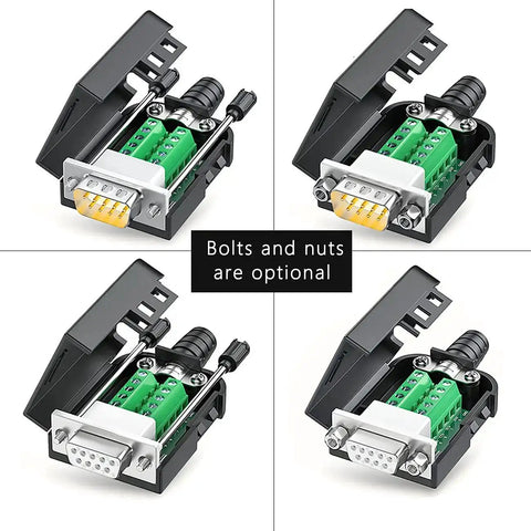 No Soldering Needed DB9 Serial Adapters Kit 1 Male 1 Female D Sub 9 Pin Connector For RS232 RS485 DIY Cable Build