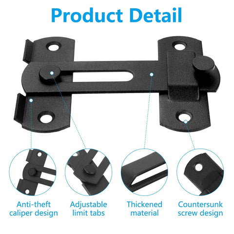 Two Pack Black Barn Door Lock Latch Set For Sliding Doors No Fuss Easy Install Privacy Lock Stainless Steel Rust Resistant For Barn