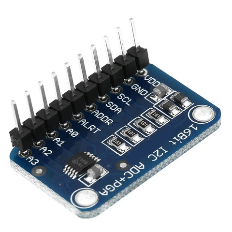 Sixteen Bit I2C Analog To Digital Converter Development Board With Programmable Gain Amplifier And High Precision ADC Module