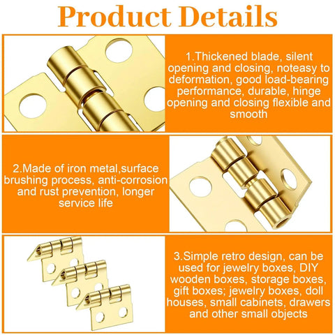 Mini Hinges Craft Set For DIY Projects For DIYers 50 Pcs With Screws Included Smooth Shaft For Wooden Boxes Dollhouse Models