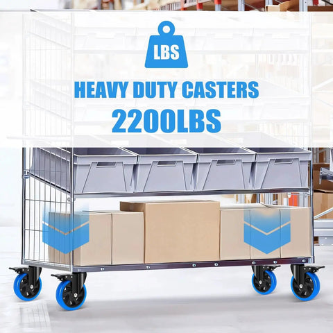 Heavy Duty 5 Inch Caster Wheel Set Of 4 With Brakes For Cart Workbench And Furniture Humagineer under loaded cart, 2200lbs capacity.