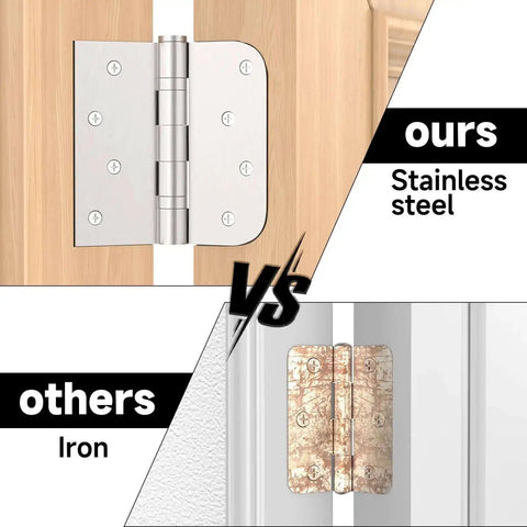 Comparison of Three Pack 4 Inch Stainless Steel Door Hinges With Ball Bearings Heavy Duty Removable Pin and iron hinge