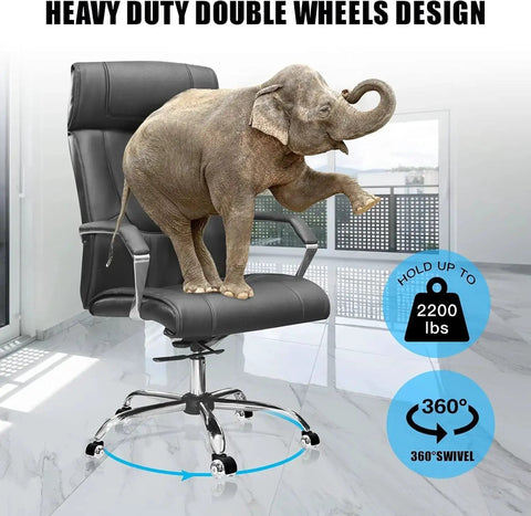 Heavy Duty Silent Office Chair Wheels Casters For Hardwood Floors And Carpet shown with elephant on chair