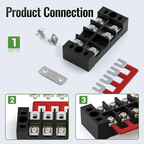 15A Screw Terminal Block Kit With Dual Row Covered Design For Four, Five Or Six Position Blocks 400V Pre Insulated Barrier Strips