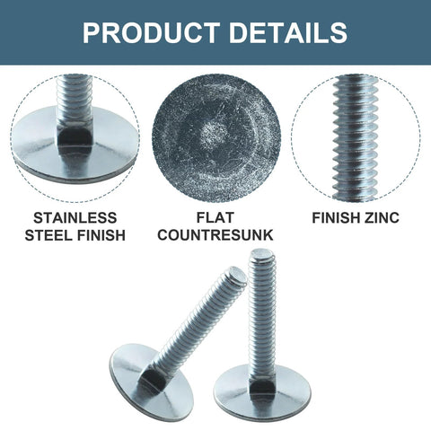 Elevator bolts set, steel with zinc finish, flat countersunk head, 1/4-20 x 1-1/2, 20 pieces