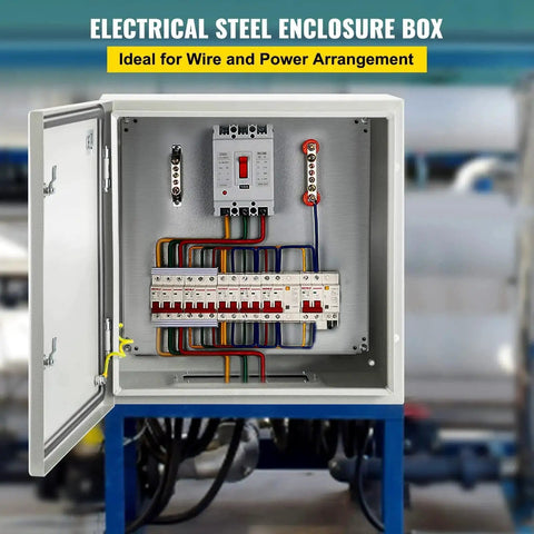 NEMA 4X Steel Enclosure 24 By 24 By 8 Inches IP66 Waterproof Dustproof Outdoor Indoor Electrical Junction Box With Mounting Plate open