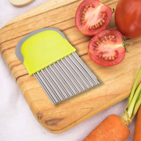 Crinkle Cutter Knife For Wavy Fries And Veggies Stainless Steel Potato Slicer Chopper For Potatoes Carrots And Chips Easy Kitchen