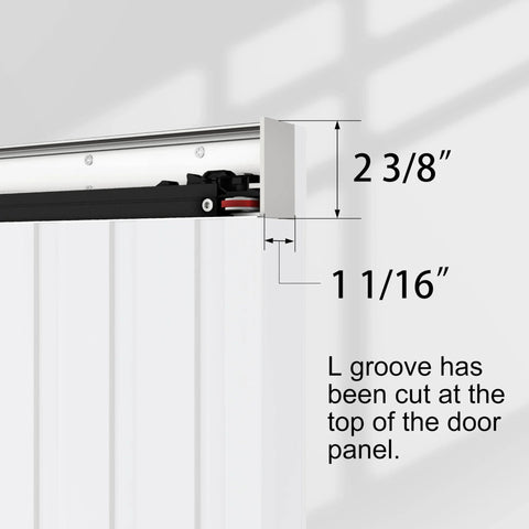 Concealed Sliding Barn Door Kit 36 By 86 Inches With Soft Close Hardware White Hidden Door For 28 To 32 Inch Openings detail view