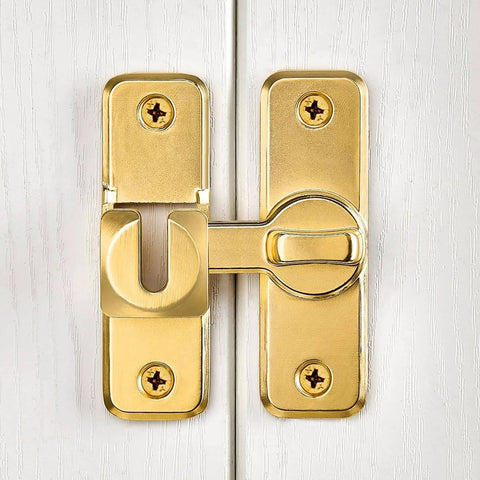 Gold 90 And 180 Degree Flip Barn Door Lock For Privacy And Security No Frills Easy Install Adjustable Right Angle Mount Latch