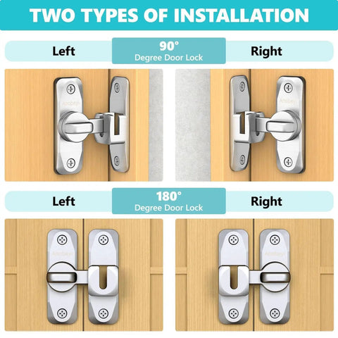 Sliding Barn Door Lock And Latch Hardware In Zinc Alloy Small Flip Door Lock with 90 and 180 Degree Installation Options