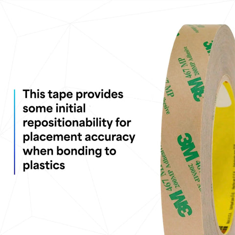 Adhesive Transfer Tape 467MP, Clear High Performance Acrylic 200MP, roll side view, 6 in x 5 yd, 58# kraft liner