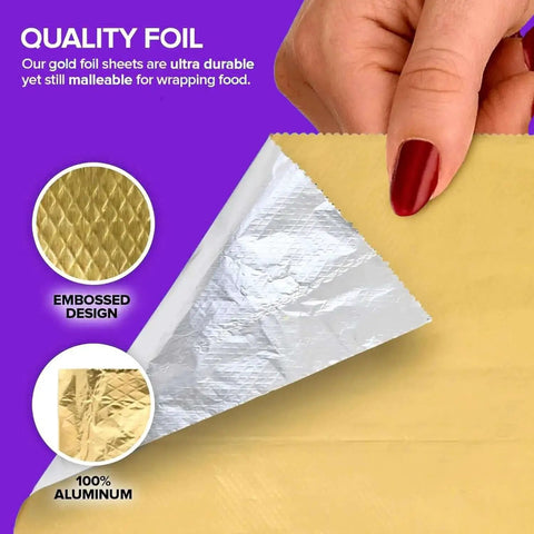Heavy Duty Aluminum Foil Sheets 12 Inch Pop Up 200 Count Pre Cut For Restaurants And Home Kitchens with embossed design