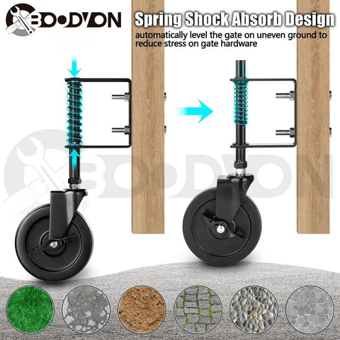 5 Inch Heavy Duty Gate Caster With Side Brake And Spring Loaded Shock Absorption 360 Degree Rotating Wheel for gates