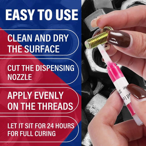 Applying Red Thread Locker 271 High Strength 2ml Tube Pack Of 50 For Nuts Bolts And Fasteners Lock Tight Adhesion Instructions
