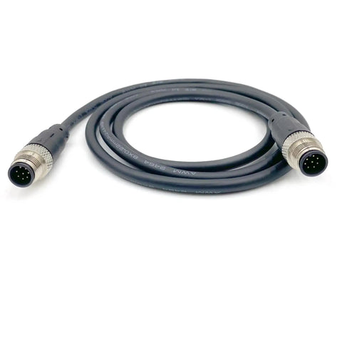 8 Pin M12 Double Male Straight Circular Connector Cable A Code IP67 Waterproof Unshielded PVC Wire 1 Meter 30V 2A AWG24 Brass Gold-Plated Contacts