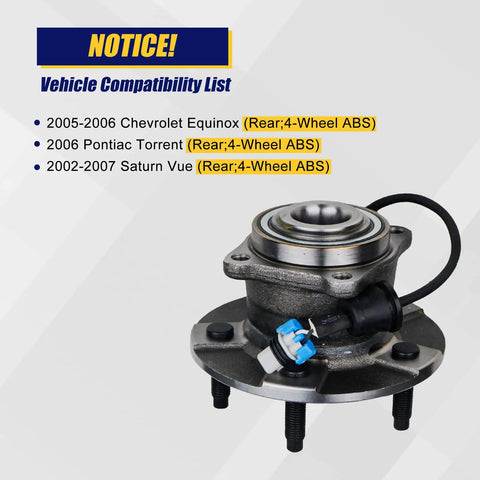 Rear Wheel Bearing Hub Assembly 512229 For 2005 2006 Chevrolet Equinox 2006 Pontiac Torrent 2002 2007 Saturn Vue With Four Wheel ABS