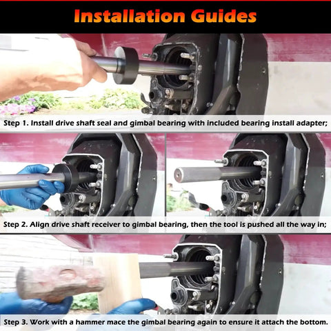 Gimbal Bearing Alignment And Install Kit For Heavy Duty Engine Alignment Tools Set Supports Precise Shaft Alignment Fits Mercruiser Alpha One Bravo Volvo OMC Cobra MR Drives And Seals installation steps