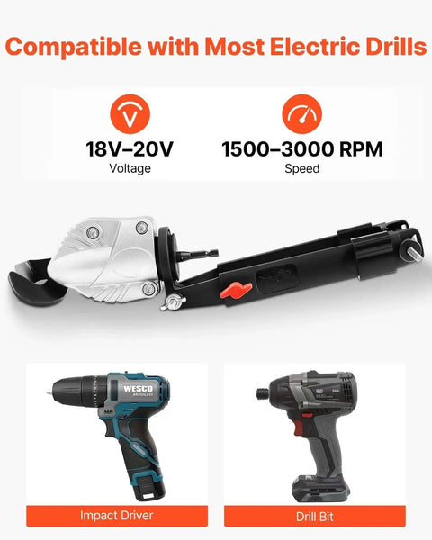 Sheet Metal Cutter Drill Attachment With 360 Degree Pivoting Head Sharp Blades compatible with 18V-20V electric drills