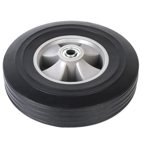 Two Pack Flat Free Ten Inch Solid Rubber Tires And Wheel Set For Hand Trucks Dollies And Wheelbarrows Five Eighths Inch Axles