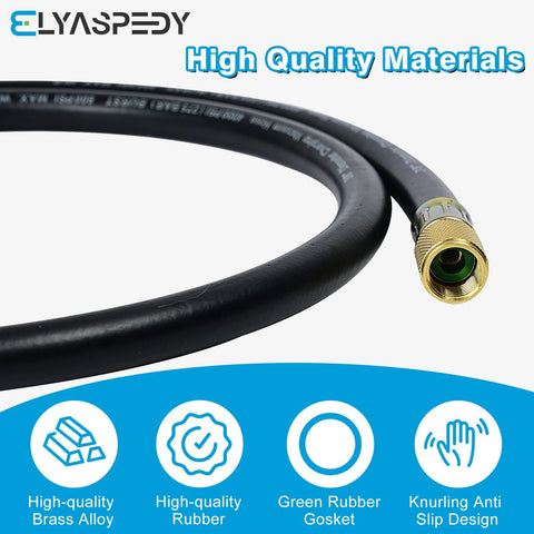 HV1 vacuum hose, 3/8 in x 3/8 in brass fittings, 5 ft, black, for refrigeration/AC equipment; branding: ELYASPEDY
