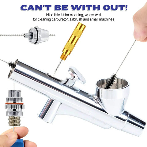 Premium Pro Grade Torch Tip Cleaner And Carburetor Cleaning Kit Stainless Steel Heavy Duty Set With Nylon Tips shown in use