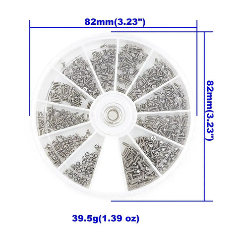 Assorted Tiny Metric Screws Kit with 12 Sizes M1 to M1.6 and Lengths from 2mm to 4mm 600 Pieces for Electronics Repair