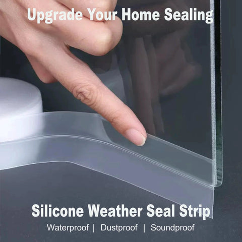 Close-up of 49 Feet Of Clear Weather Stripping Door Seal Kit With Three Rolls Of Silicone Draft Seal Tape For Doors And Windows No More Drafts Under Door Bottom Seal Strip 35mm Wide.