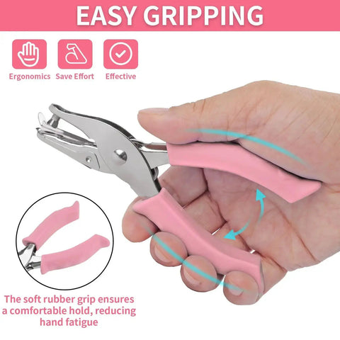Dual Hole Punch Set With Soft Grip Handles In Pink For One Eighth Inch And One Quarter Inch Holes Totally Game Changing