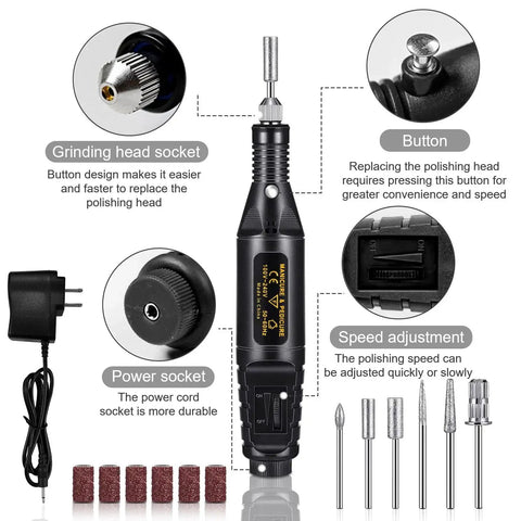 Electric hand drill from 212 Piece 3D Printer Tool Kit With Deburring Tools And Accessories For Easy Disassembly, Cleaning and Machining.