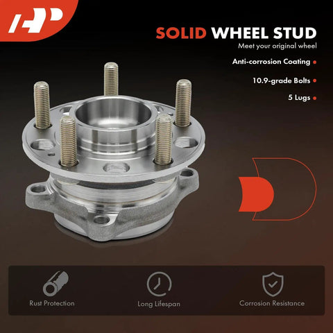 Wheel Bearing And Hub Assembly 5 Lug Front Or Rear Fit For Kia Sorento Telluride Carnival Palisade Santa Fe Santa Cruz And Hyundai Models 2019 2023 OEM Grade Replacement, featuring 10.9-grade bolts and anti-corrosion coating