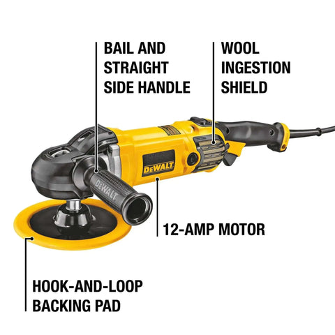Beast Mode Heavy Duty Corded Car Buffer Polisher, 7 Inch To 9 Inch Dual Size with 12 Amp Motor and Hook-And-Loop Backing Pad