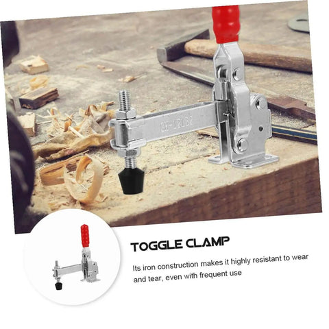 Side view of 2 Pack Heavy Duty Iron Toggle Clamps With Rubber Tips Quick Release Welding Fixed Clamp For Woodworking Jig Fixtures