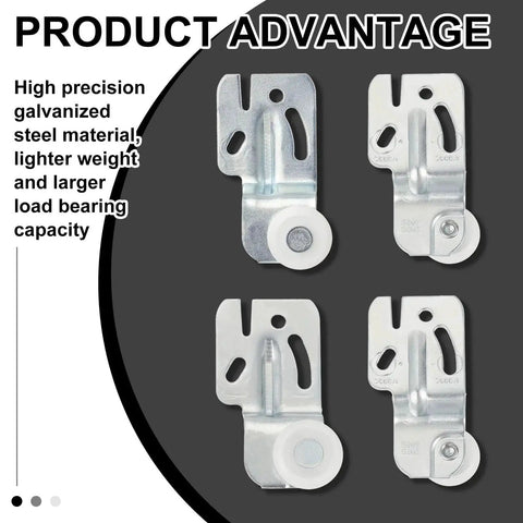 4 Pcs Sliding Closet Door Roller Kit For Top Hung Bypass Wardrobe Wheels Hardware Compatible With Doors shown in galvanized steel