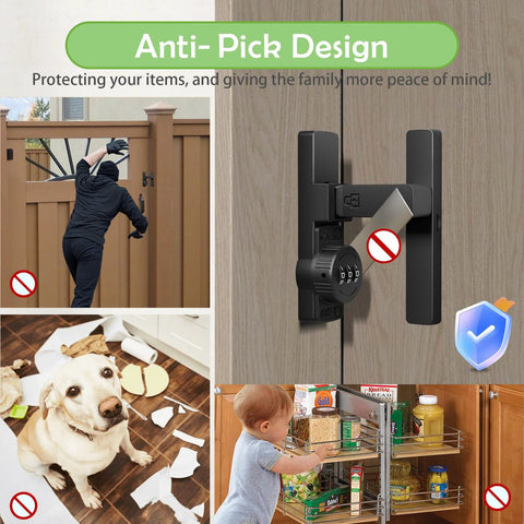 Heavy Duty Barn Door Lock With 3 Digit Password installed showing anti-pick design and versatile security applications