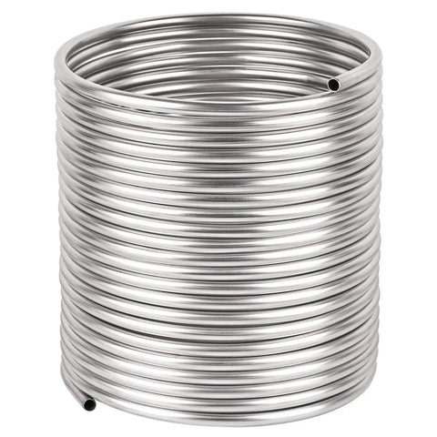 3/8 Inch By 50 Foot 304 Stainless Steel Immersion Tubing Coil for ice bath water chiller and beer brewing, visible round coil view