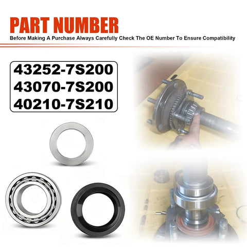 Rear Axle Shaft Wheel Bearing Inner Spacer and Oil Differential Seal Kit for Titan 2004-2007, Frontier 2005-2017, Xterra 2006-2015